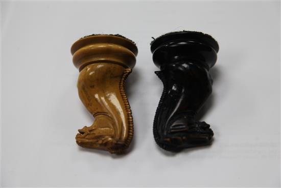 A large Jaques weighted boxwood and ebony chess set, c.1850,